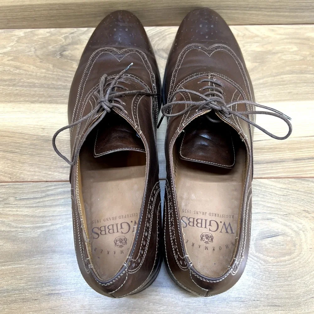 W Gibbs Mens 10.5 Brown Leather Lace Up Oxford Dress Shoe EU 43.5